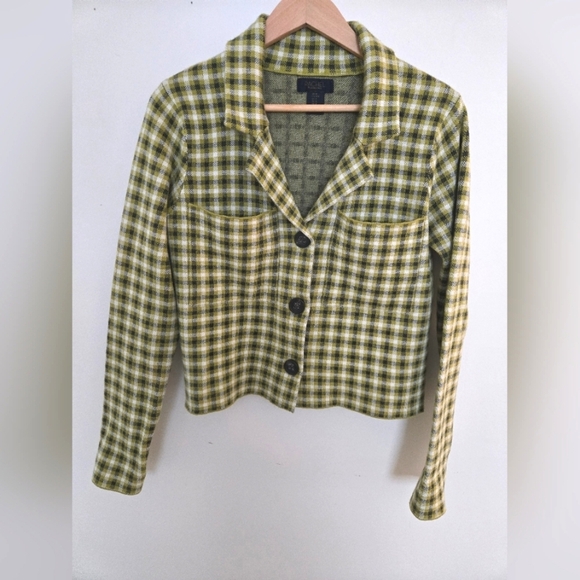 Rachel Roy green and navy plaid knit double pocket blazer clueless | size M - Picture 1 of 5
